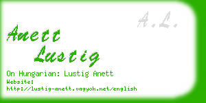 anett lustig business card